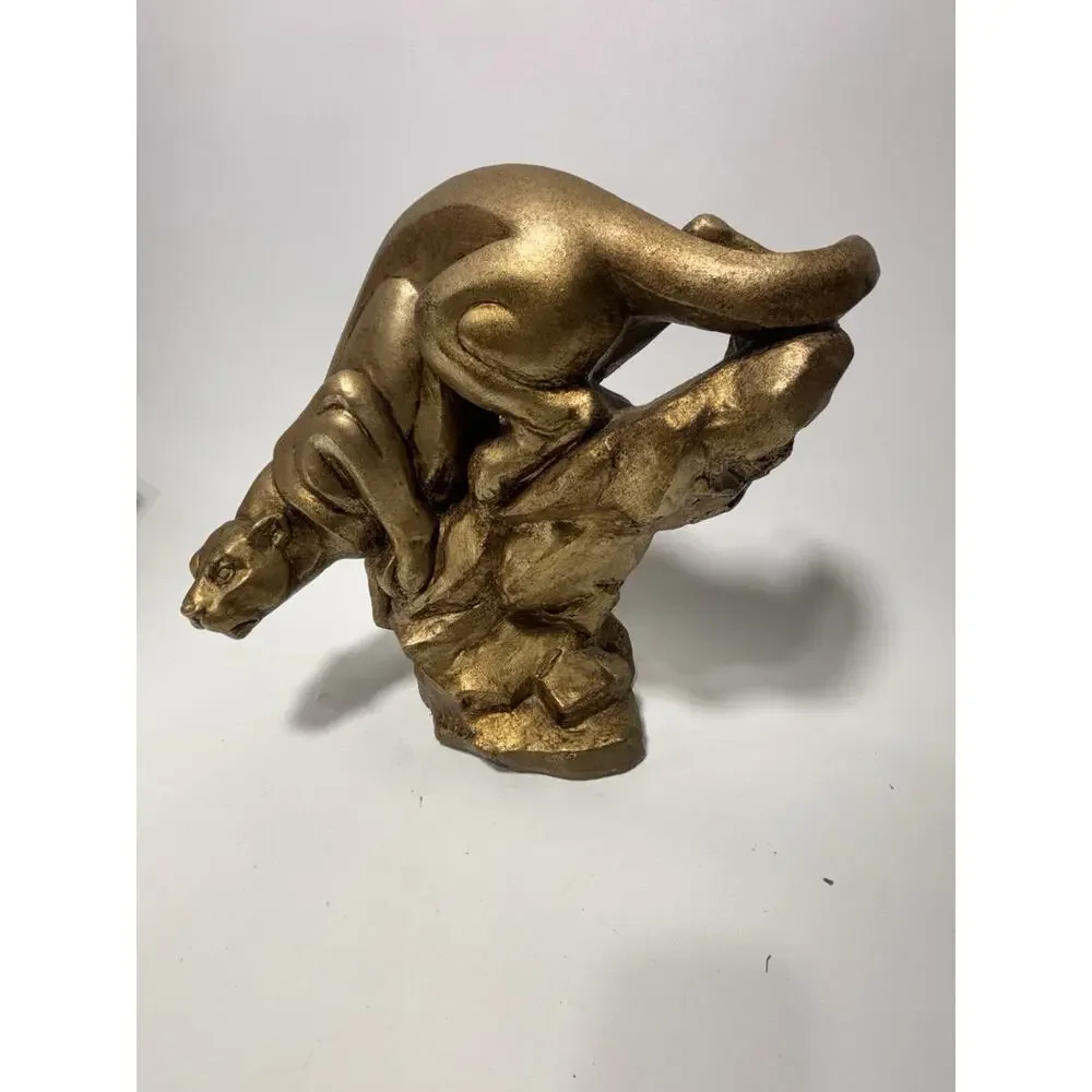 Trace Guthrie Signed 1990 Cougar Mountain Lion Sculpture Bronze Finish 18.5 Lbs